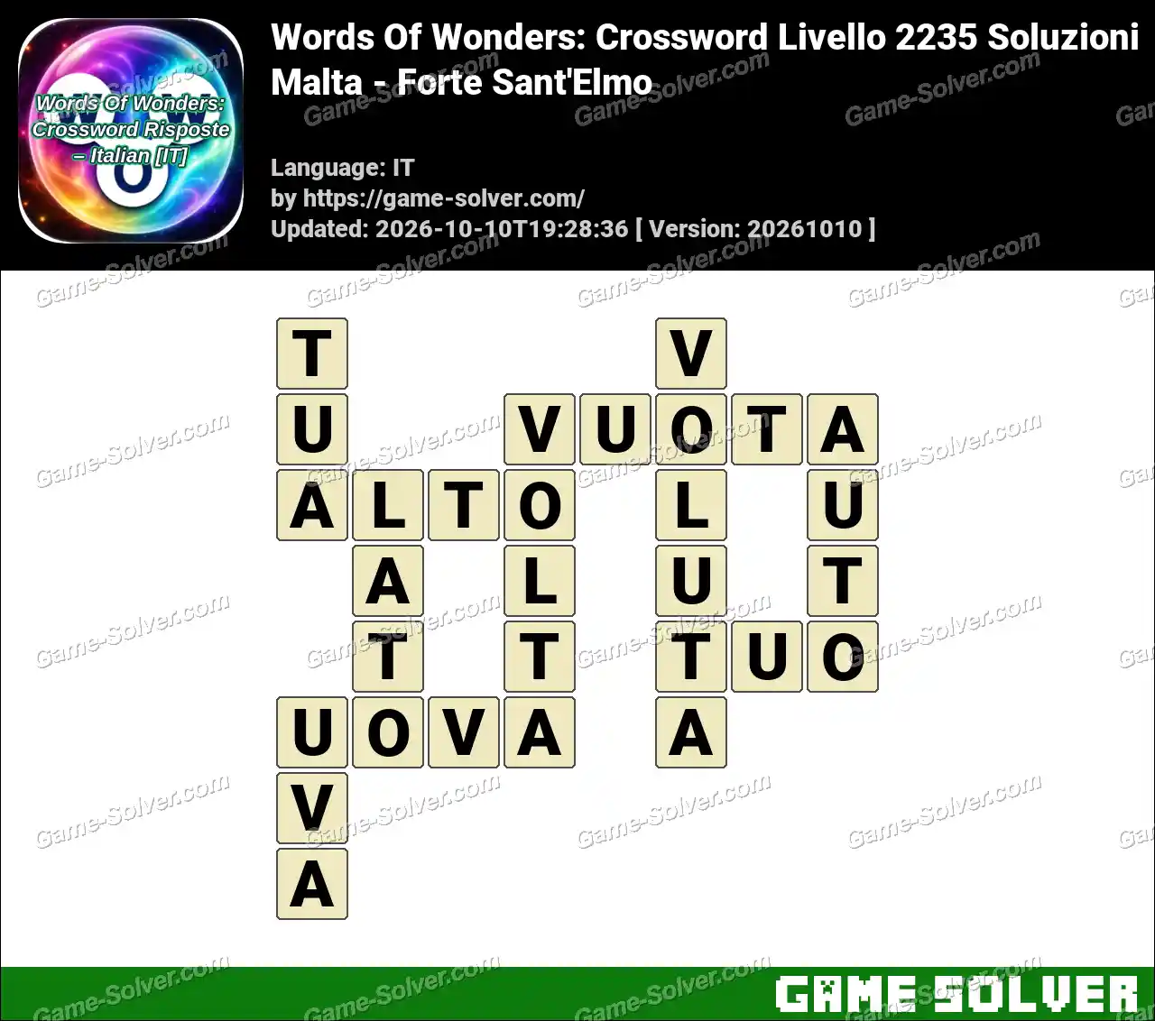 Words Of Wonders: Crossword Livello 2235 Soluzioni – Malta – Forte Sant’Elmo